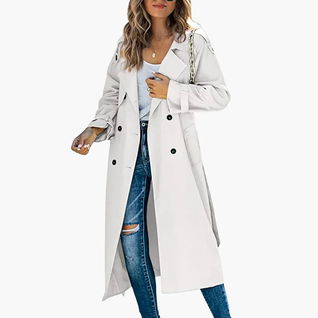 Dobbeltradet trenchcoat til damer