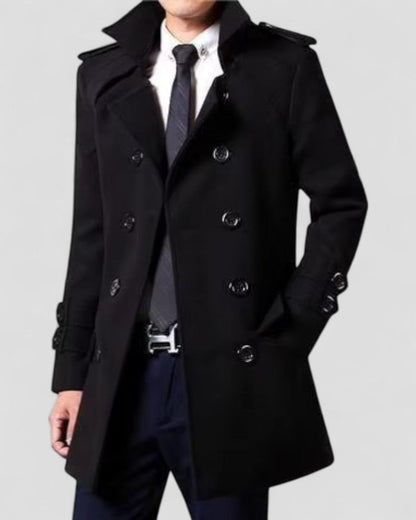 Dobbeltradet trenchcoat til herrer