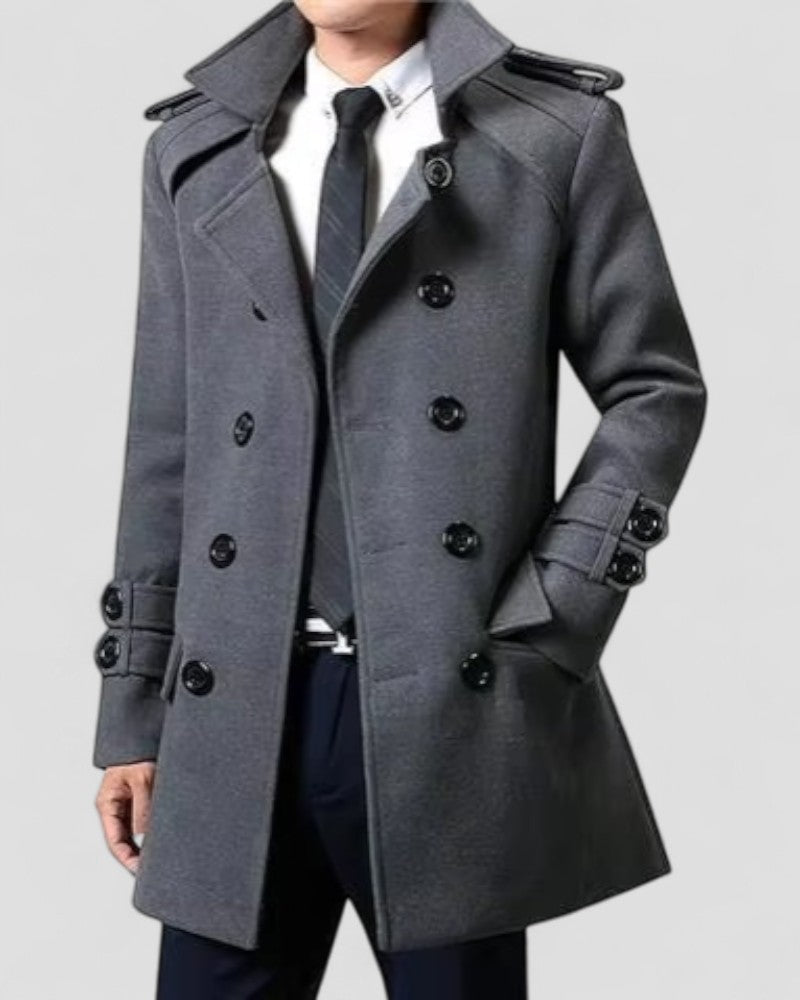 Dobbeltradet trenchcoat til herrer