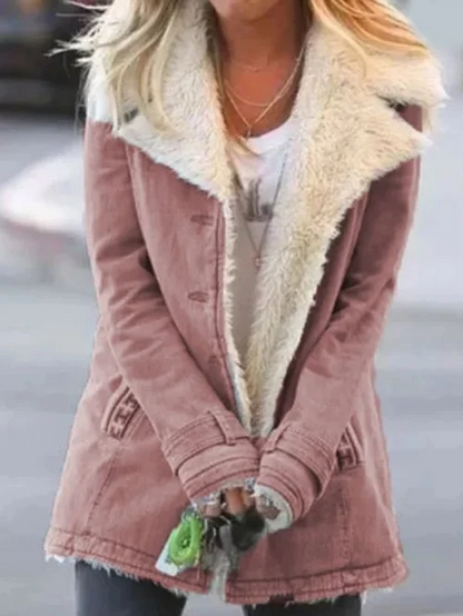 Marianne | Veste Femme Boutonnée à Col Sherpa - Image 3
