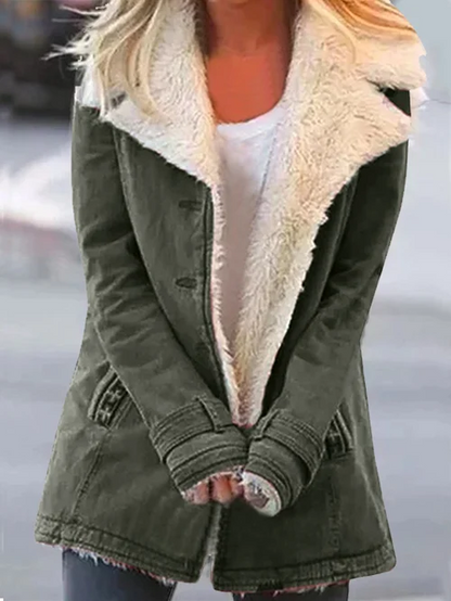 Marianne | Veste Femme Boutonnée à Col Sherpa - Image 5