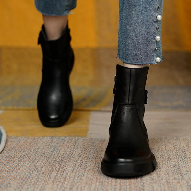 Simone | Bottines plates en cuir pour femmes - Image 9