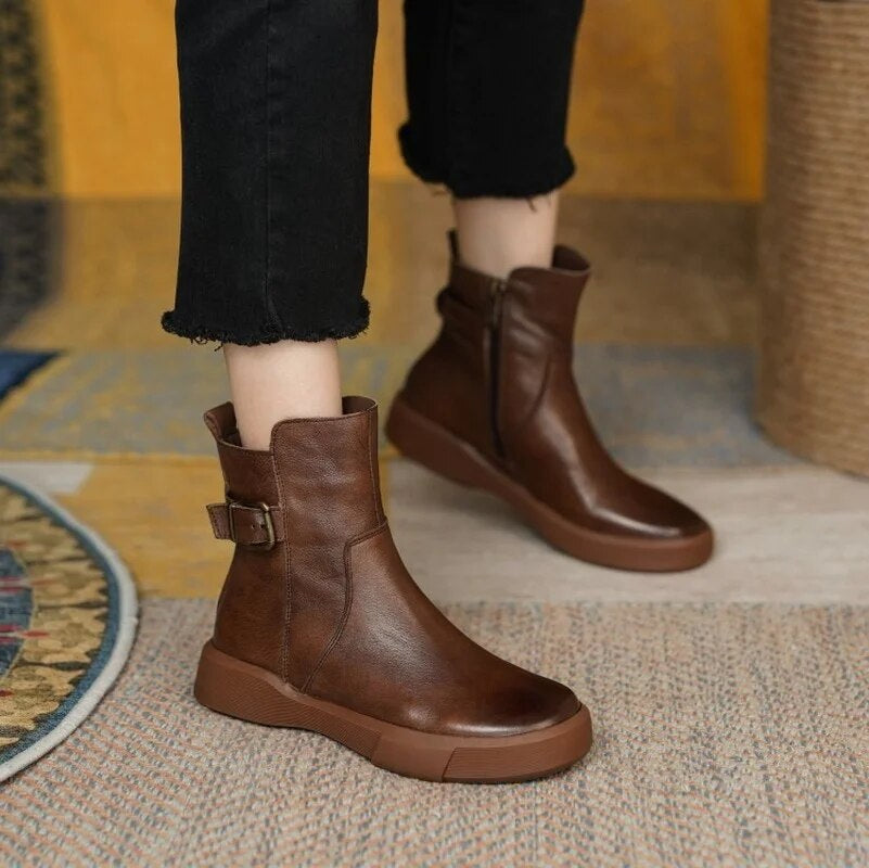 Simone | Bottines plates en cuir pour femmes - Image 3