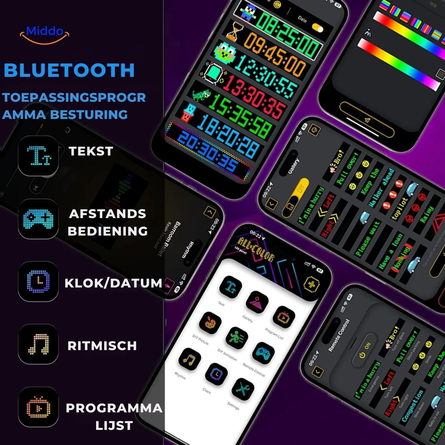 DriveFlex™ Matrix LED Skærm | Djævle Øjne, Tekster & Animationer via App + Fjernbetjening