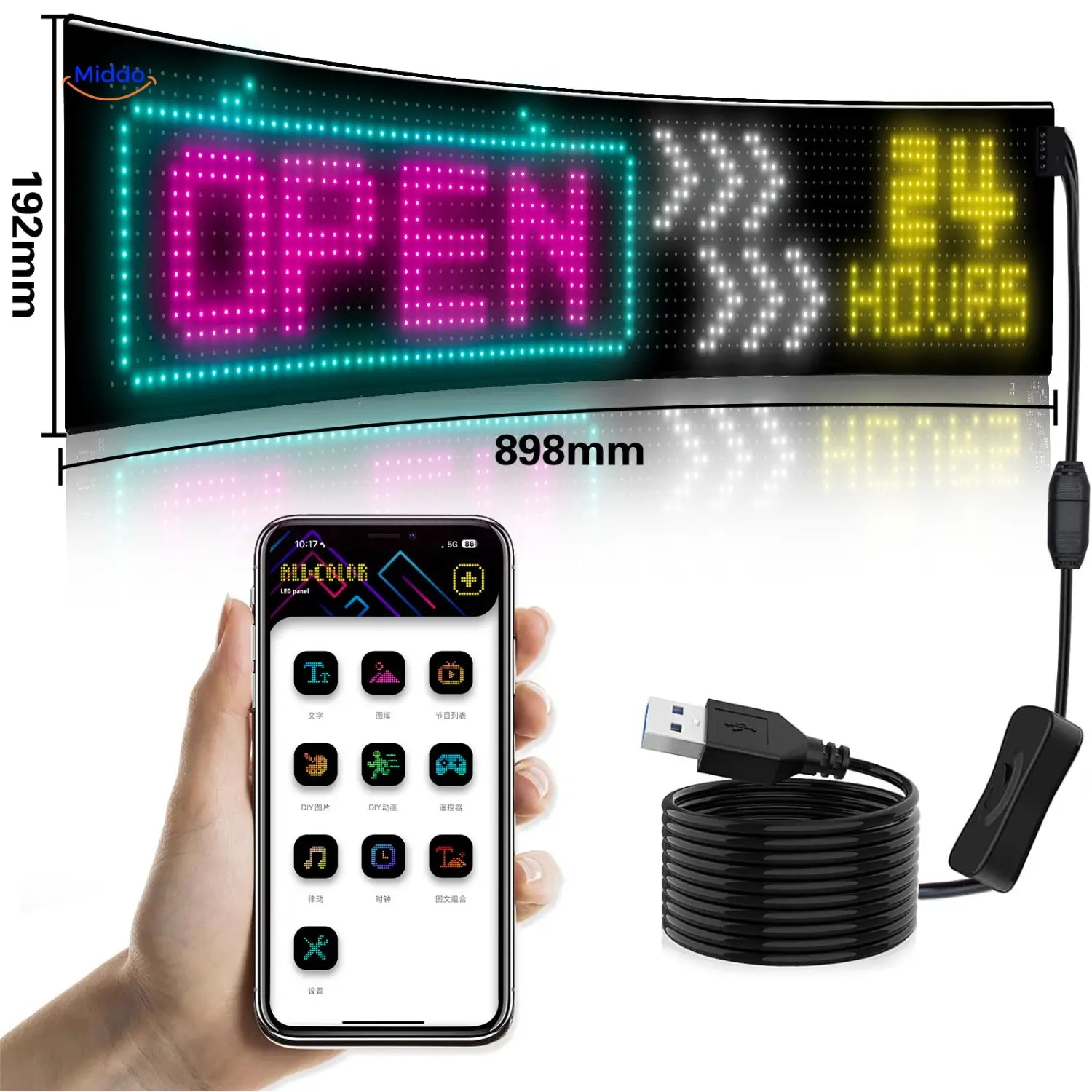 DriveFlex™ Matrix LED Skærm | Djævle Øjne, Tekster & Animationer via App + Fjernbetjening