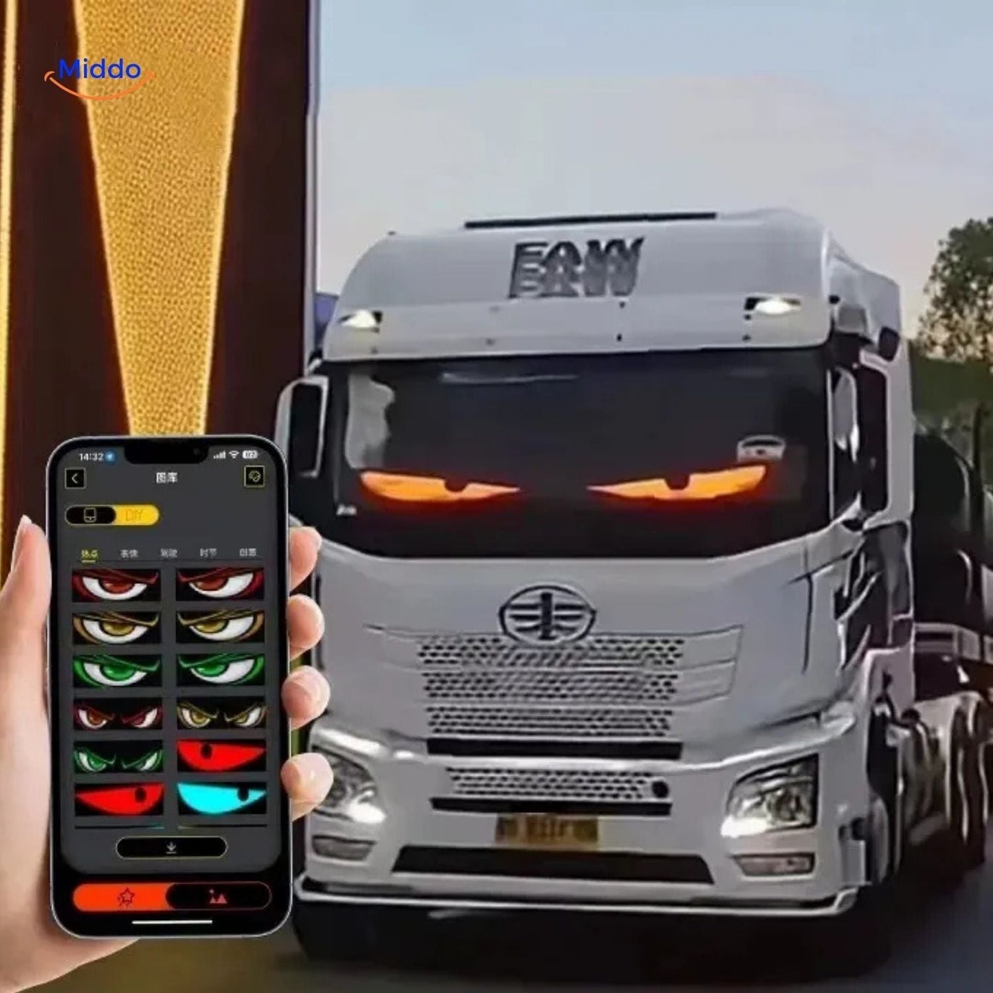 DriveFlex™ Matrix LED Skærm | Djævle Øjne, Tekster & Animationer via App + Fjernbetjening