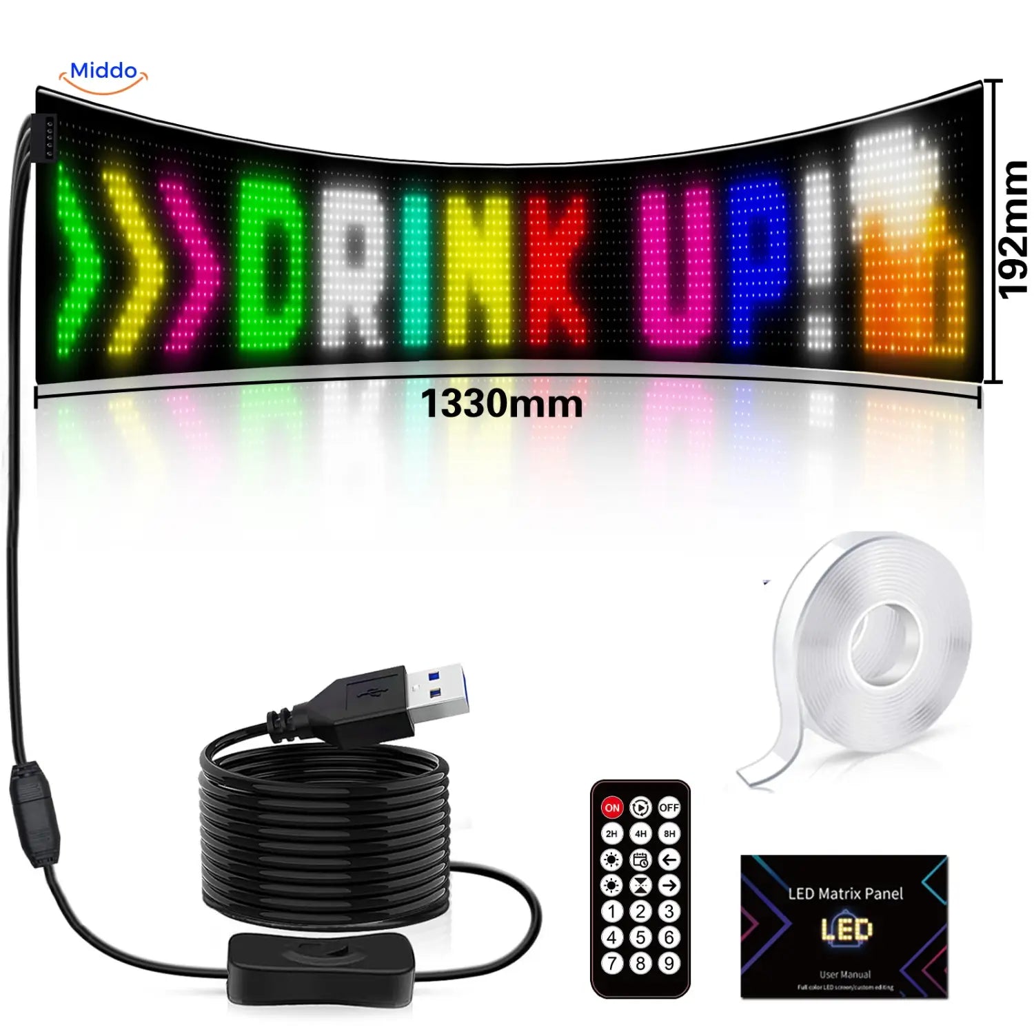 DriveFlex™ Matrix LED Skærm | Djævle Øjne, Tekster & Animationer via App + Fjernbetjening