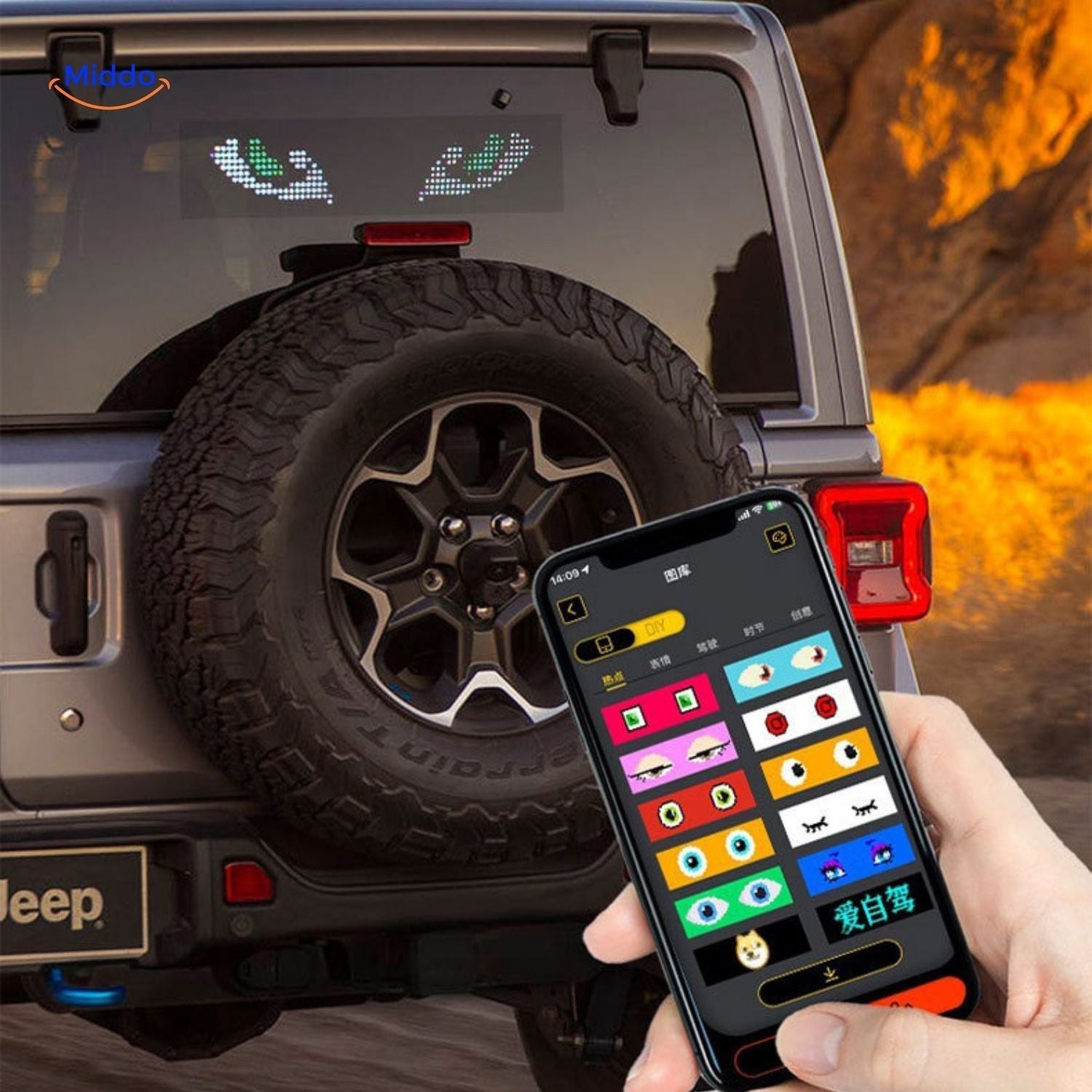 DriveFlex™ Matrix LED Skærm | Djævle Øjne, Tekster & Animationer via App + Fjernbetjening