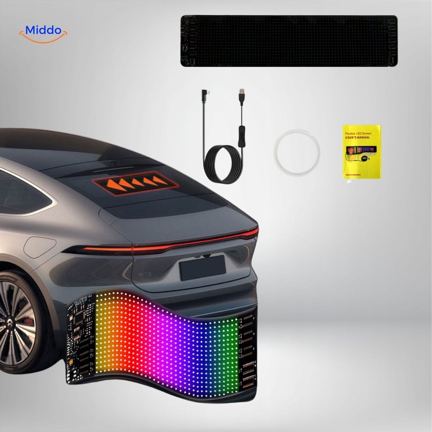 DriveFlex™ Matrix LED Skærm | Djævle Øjne, Tekster & Animationer via App + Fjernbetjening