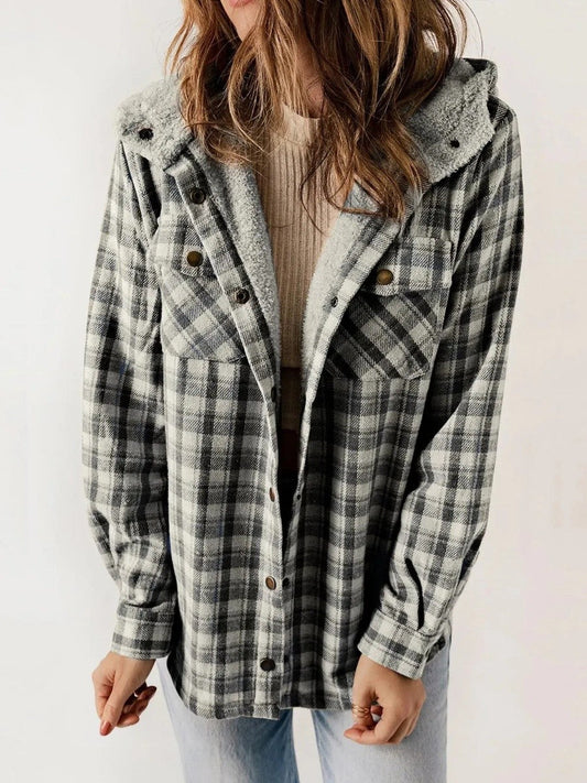 Athéna | Veste à Carreaux à Capuche pour Femme - Image 2