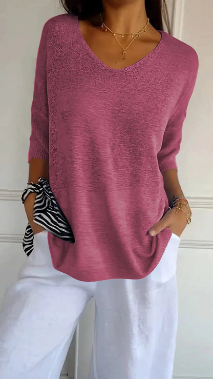 Michèle | Haut ample à col en V pour femme - Image 4