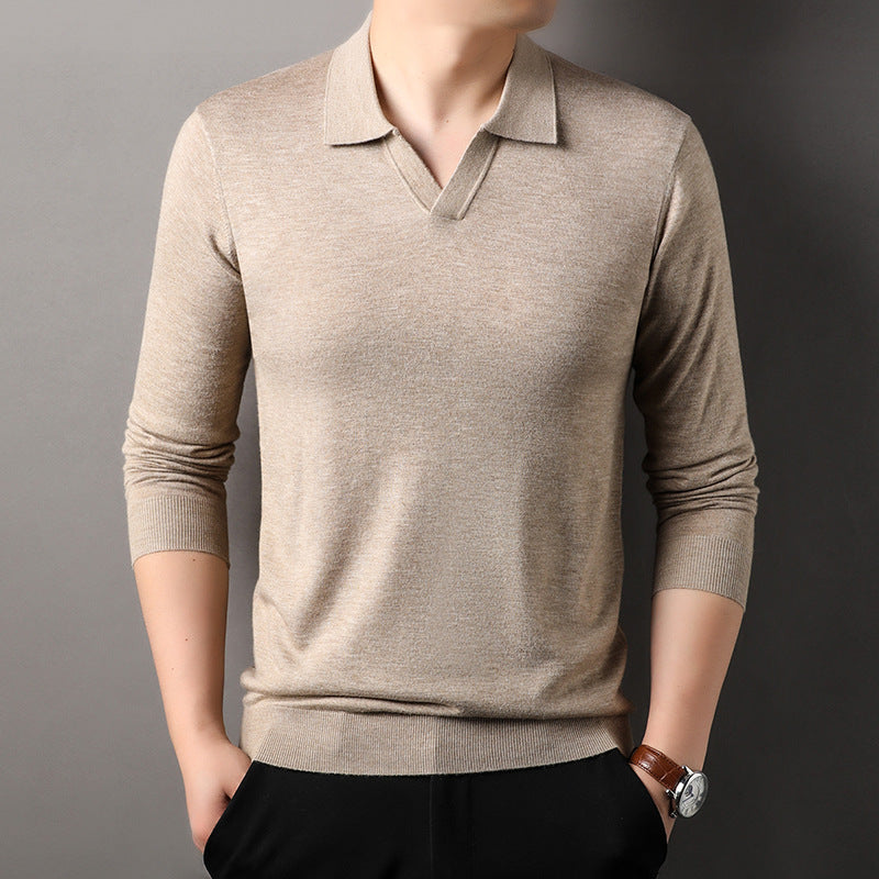 Prince | Polo Homme Manches Longues Col V Coupe Slim - Image 2