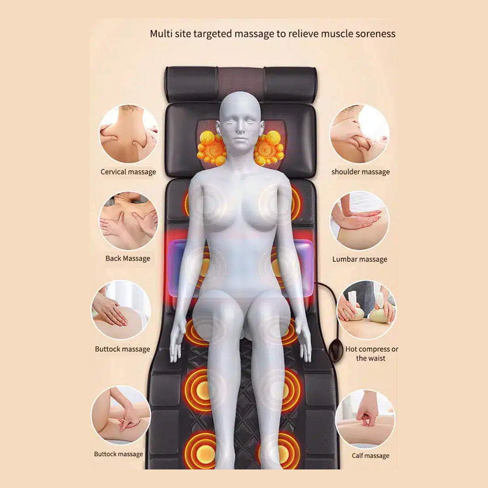 Elektrisk Massagemåtte med Varme og 10 Zoner - Total Afslapning fra Nakke til Fødder