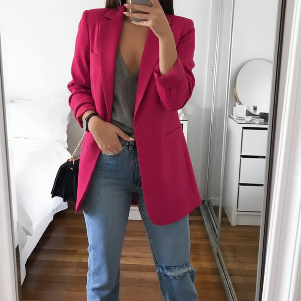 Image of Elisa | Dame Langærmet Blazer med Hakket Revers