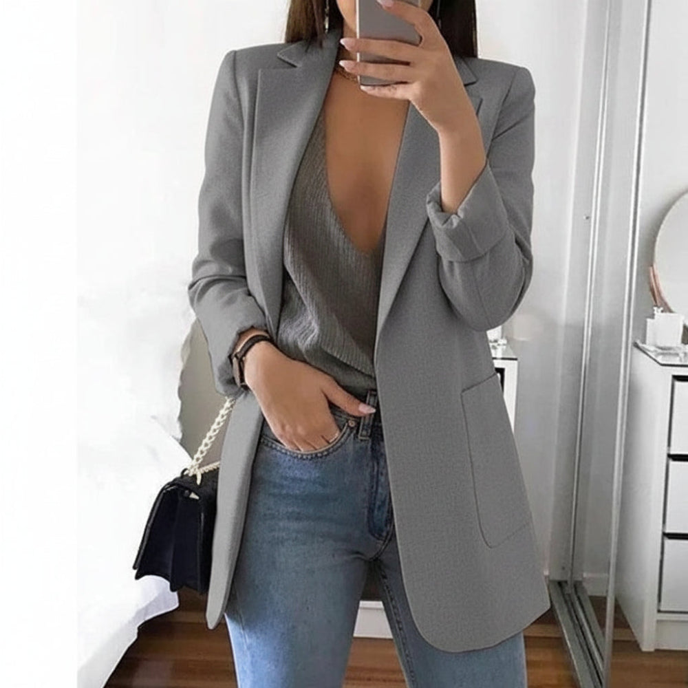 Image of Elisa | Dame Langærmet Blazer med Hakket Revers