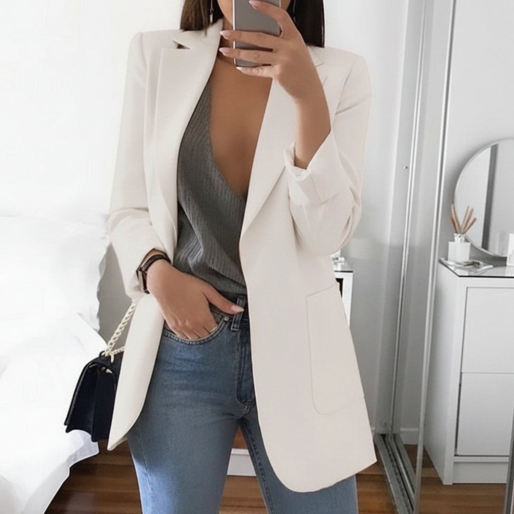 Image of Elisa | Dame Langærmet Blazer med Hakket Revers