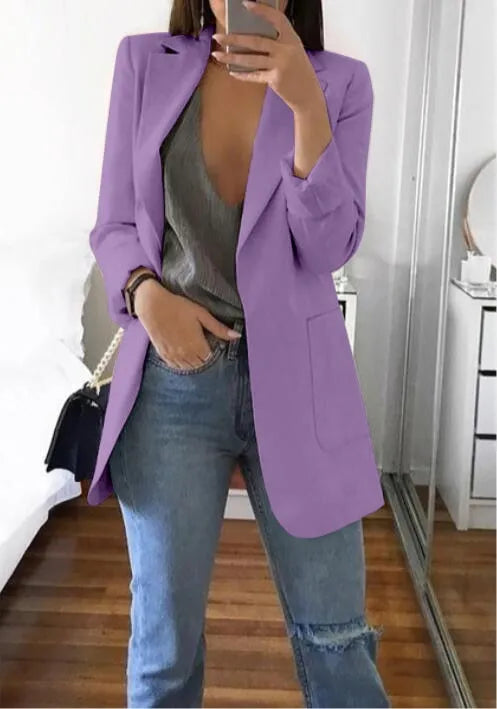 Elisa | Dame Langærmet Blazer med Hakket Revers - Image 1