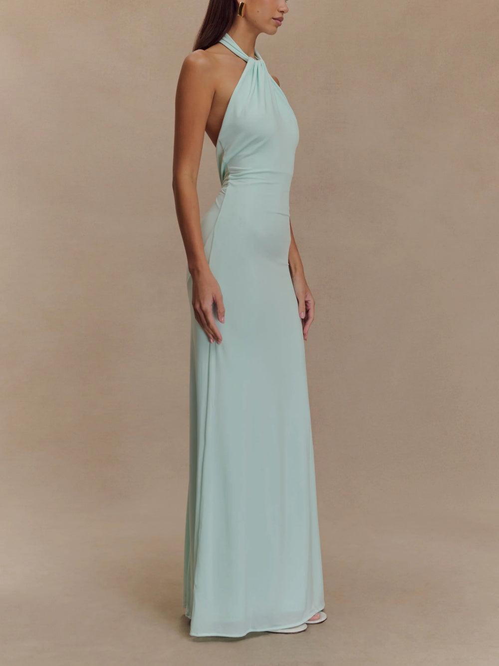 Image of Elly | Dame Halter Fitted Maxi Kjole