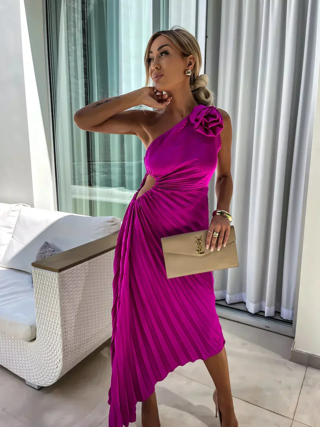 Image of Embla | Dame One Shoulder A-Linje Midi Kjole