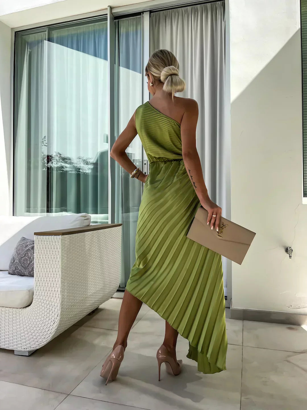 Image of Embla | Dame One Shoulder A-Linje Midi Kjole