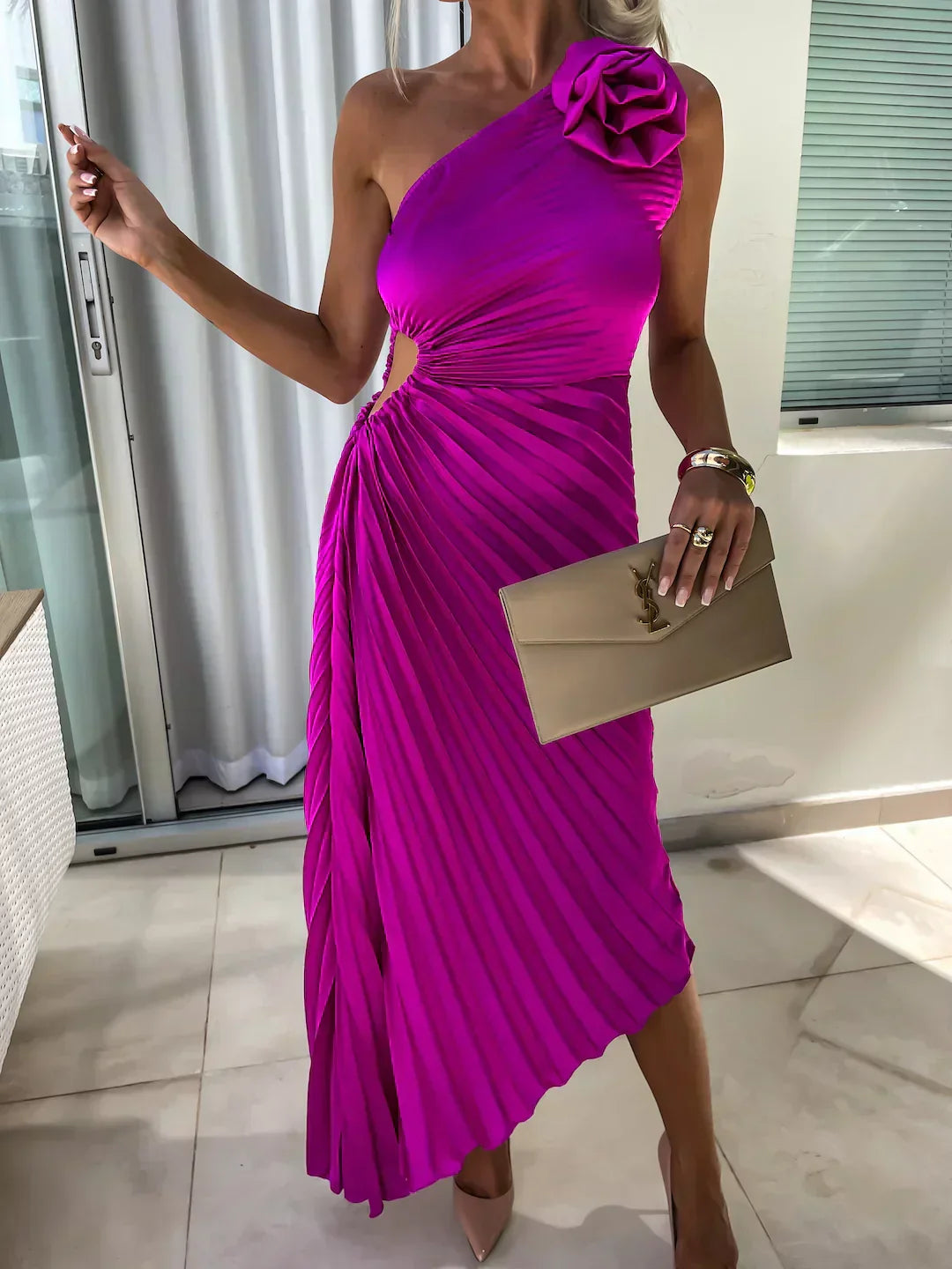 Image of Embla | Dame One Shoulder A-Linje Midi Kjole