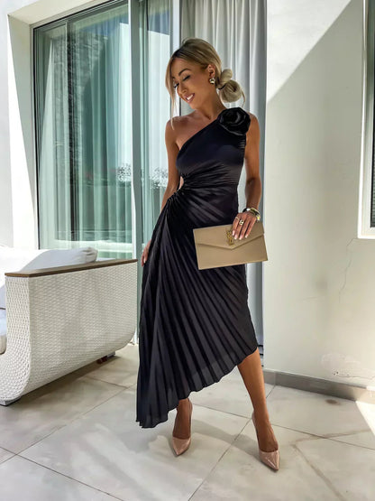 Image of Embla | Dame One Shoulder A-Linje Midi Kjole
