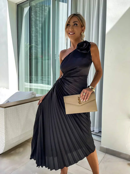 Image of Embla | Dame One Shoulder A-Linje Midi Kjole