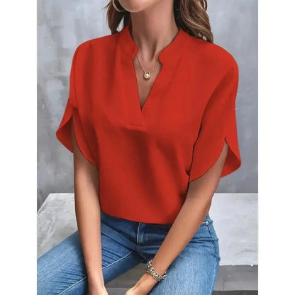 Image of Engelke | Dame V-Hals Bluse med Slidsærmer