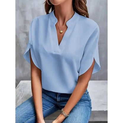 Image of Engelke | Dame V-Hals Bluse med Slidsærmer