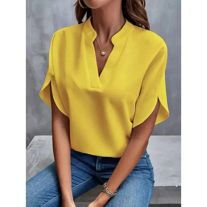 Image of Engelke | Dame V-Hals Bluse med Slidsærmer