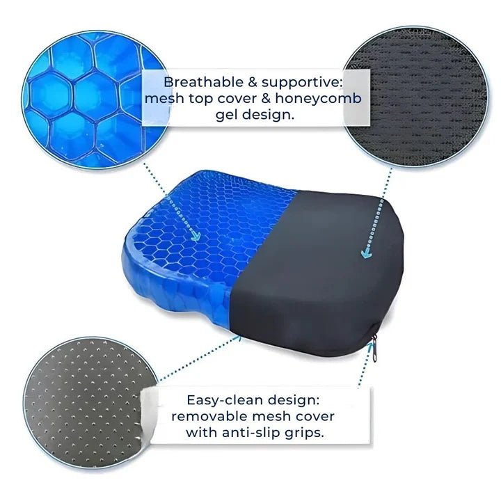 Ergonomisk Gel Sædepude – Lindrer Ryg- og Halebenssmerter