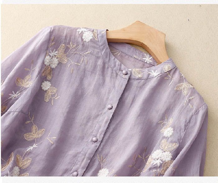 Image of Erla | Dame Skjorte med Knapper og Blomsterprint