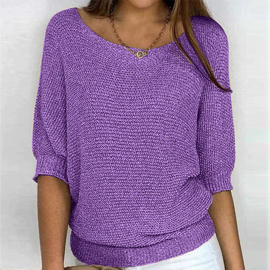 Gina | Pull Femme Col V Manches 3/4 - Image 1