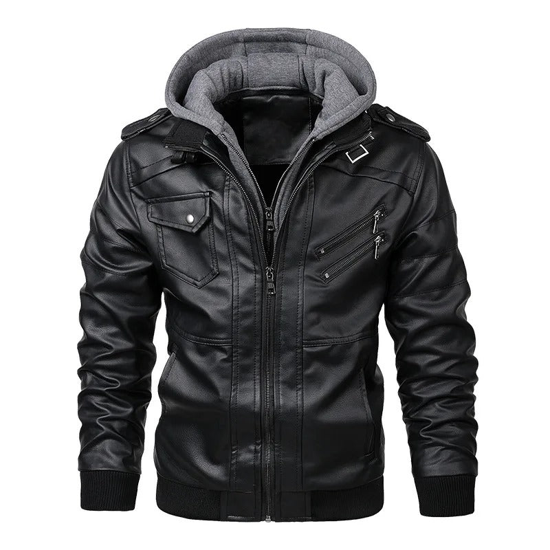 Elliot | Blouson aviateur en cuir à capuche pour homme - Image 2