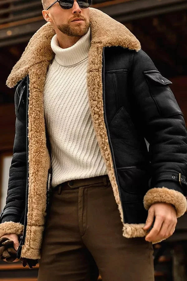 Redwan | Veste Aviateur Homme en Fausse Fourrure Shearling - Image 3