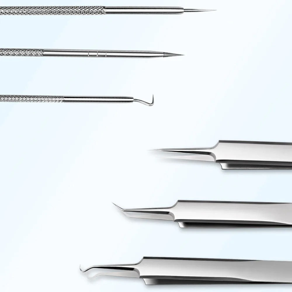 FacialTools - Sæt til fjernelse af sorte hudorme i rustfrit stål