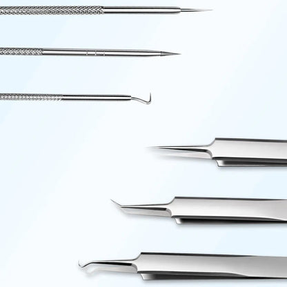 FacialTools - Sæt til fjernelse af sorte hudorme i rustfrit stål