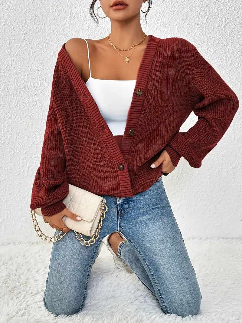 Sandrine | Cardigan Femme Boutonné Col V Manches Longues - Image 5