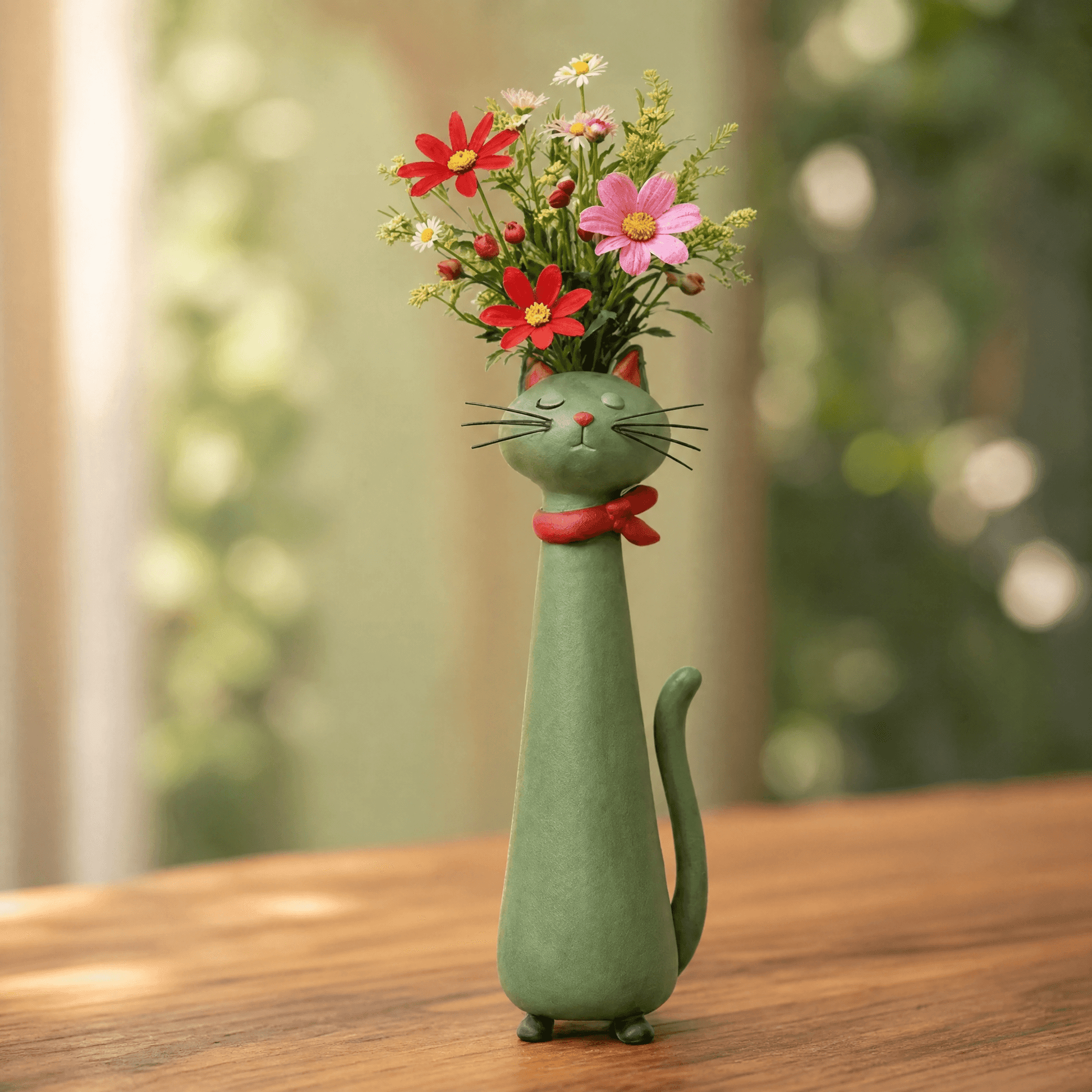 Felina™ – Håndlavet Keramisk Kat Blomster Vase