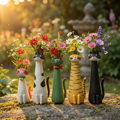 Felina™ – Håndlavet Keramisk Kat Blomster Vase