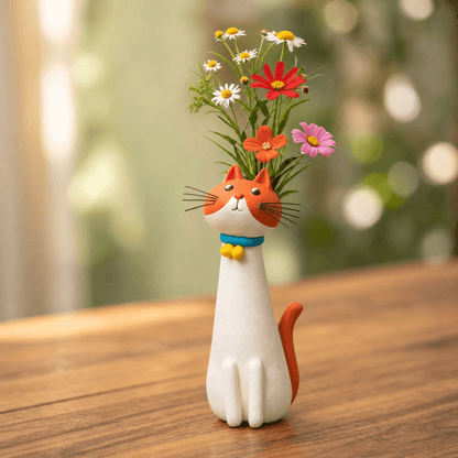Felina™ – Håndlavet Keramisk Kat Blomster Vase