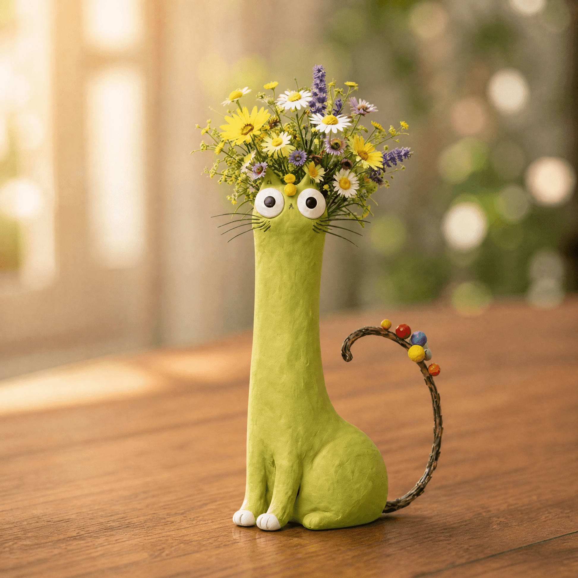 Felina™ – Håndlavet Keramisk Kat Blomster Vase
