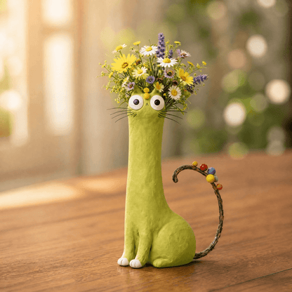 Felina™ – Håndlavet Keramisk Kat Blomster Vase