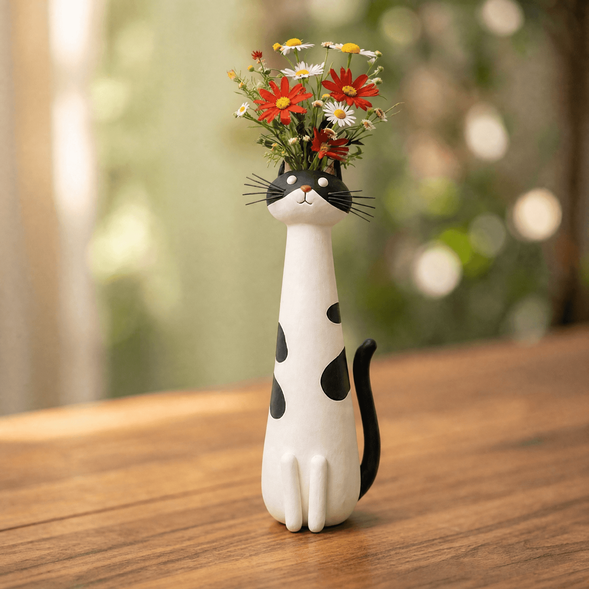Felina™ – Håndlavet Keramisk Kat Blomster Vase