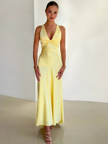 Apolline | Elégante robe A-Line V-Neck Maxi sans manches - Image 1