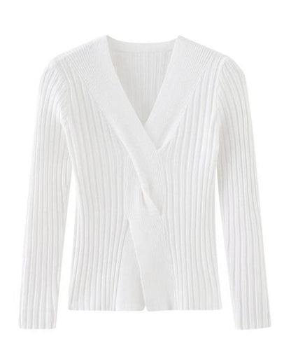 Martine | Elegant Soft Ribbed Wrap Sweater - Image 4