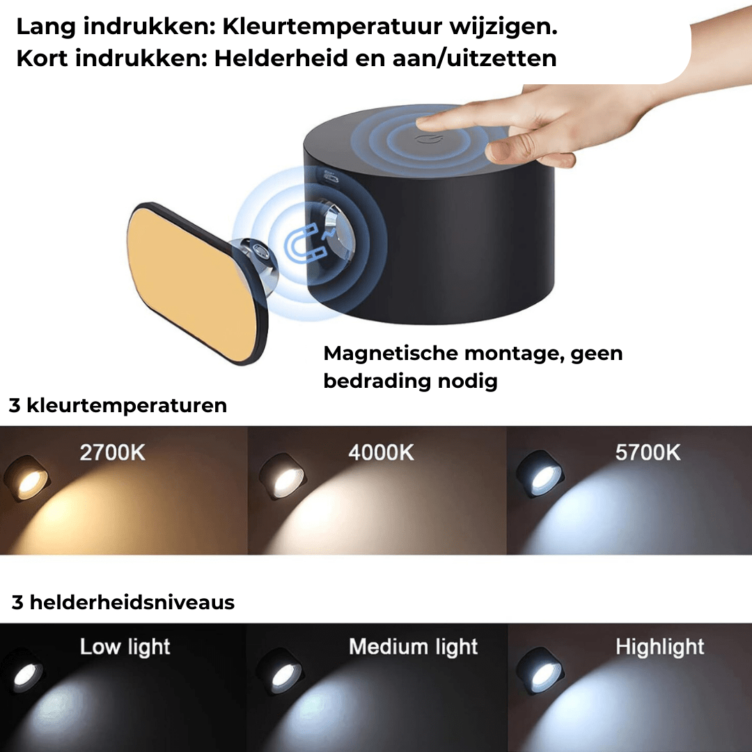 FlexiLamp - Trådlampe Genopladelig 360° Væglampe