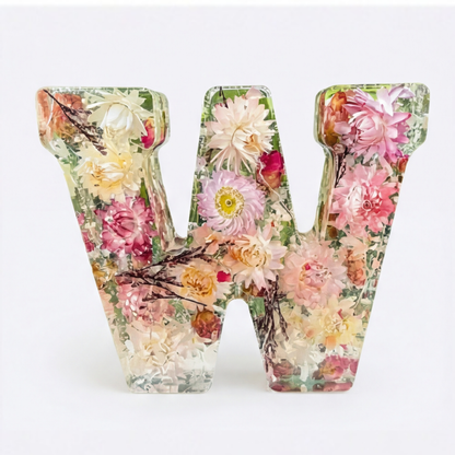 Florenza™ – Personliggjort Blomster Harpiks Bogstav Lys