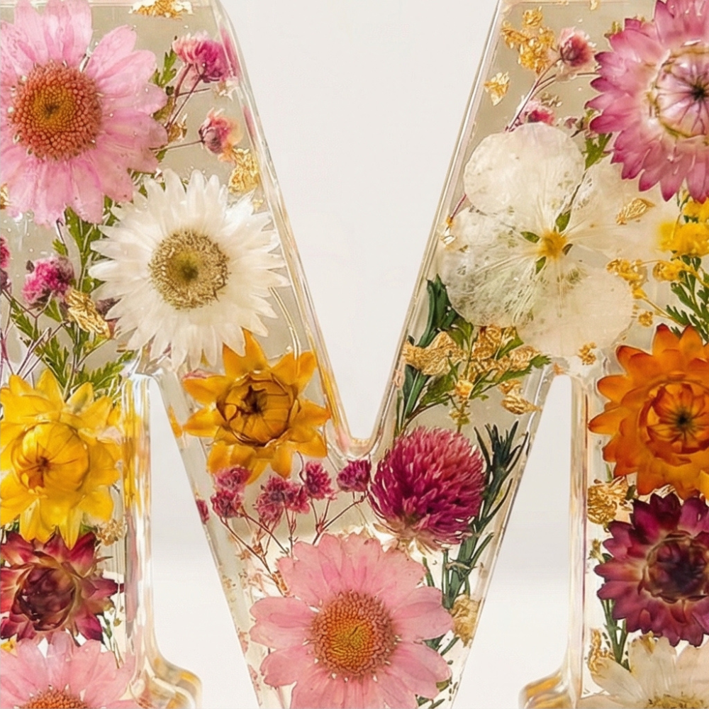 Florenza™ – Personliggjort Blomster Harpiks Bogstav Lys