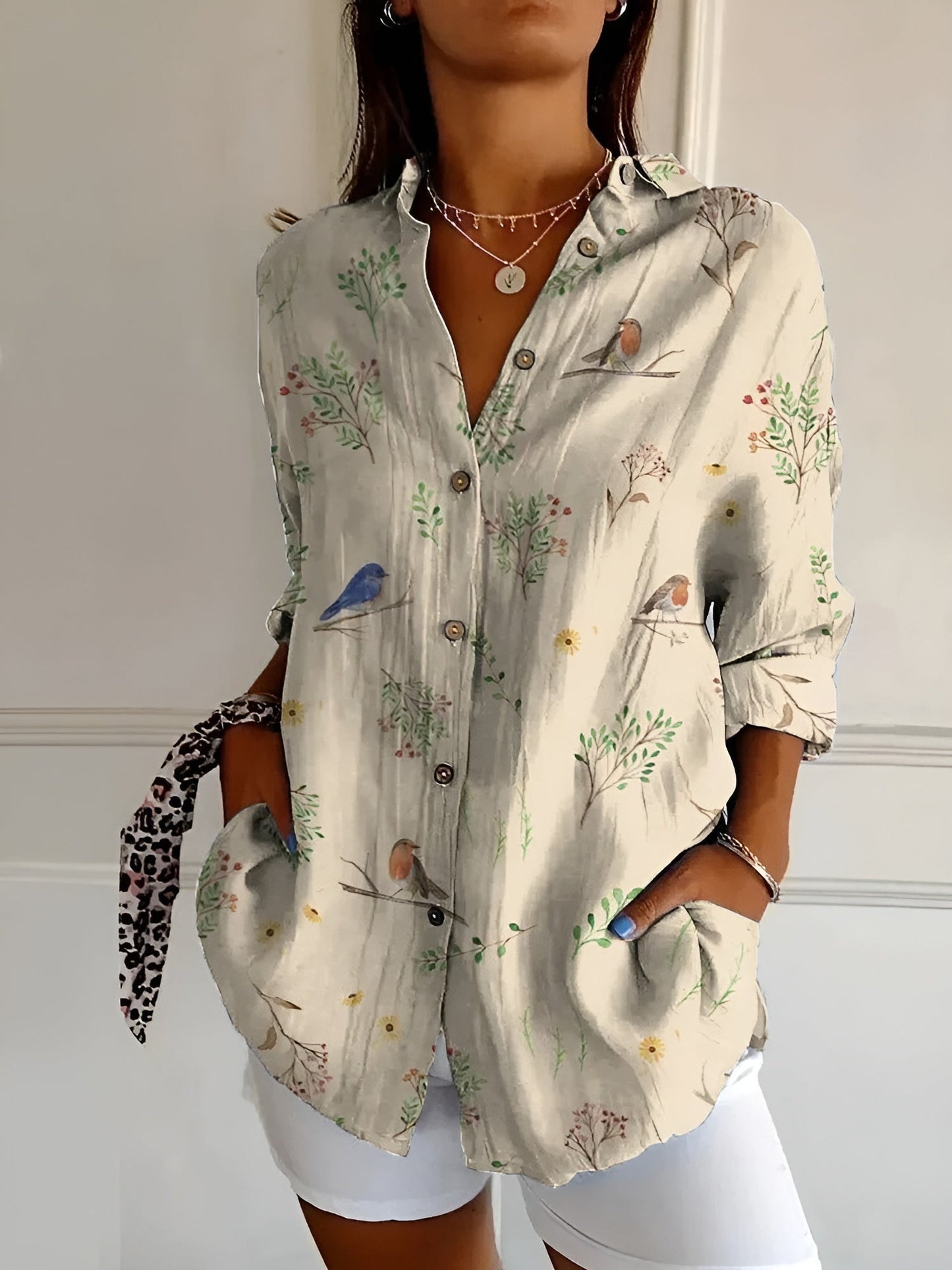 Image of Frida | Dame Skjorte med Knapper og Print